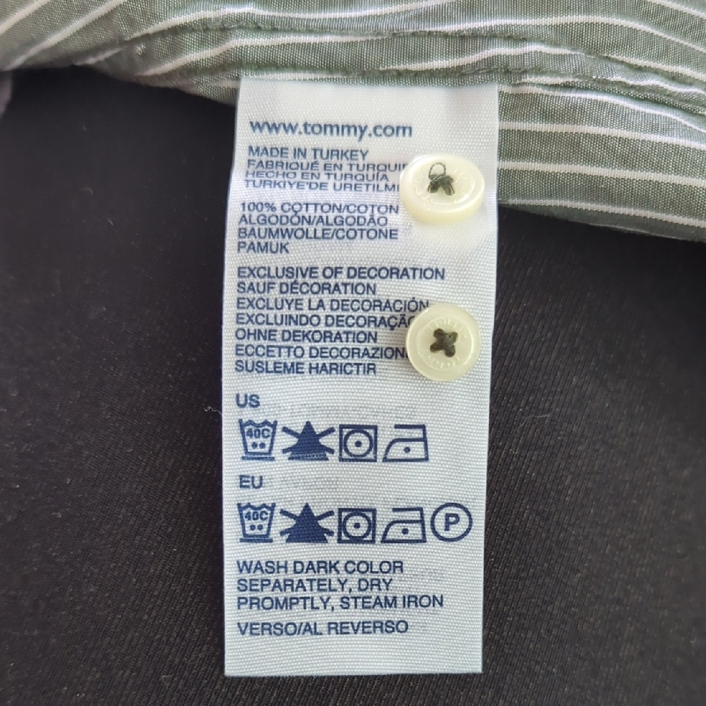 Tommy Hilfiger Grey and White Striped Button Down Shirt - Picture 7 of 11